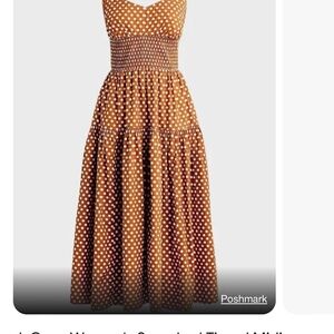 J. Crew smocked sweetheart polka Dot midi dress size 4.